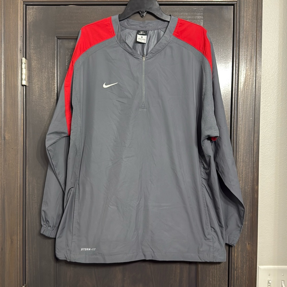 Nike Men's‎ Grey and Red Track 1/4 pullover Jacket Size L